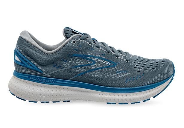 quarry grey dark blue mens brooks glycerin 19 running walking support shoes runners sneakers