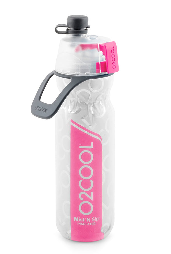 O2 cool mist n sip water bottle pink drink bottle insulated 600ml