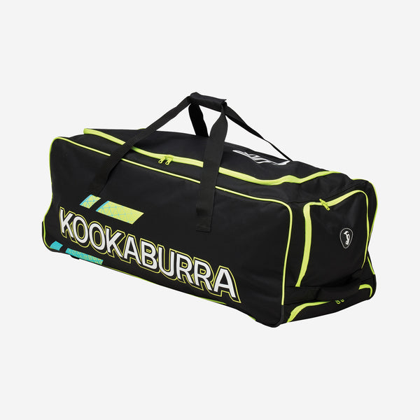 kookaburra pro 2.0 wheelie bag black green cricket 