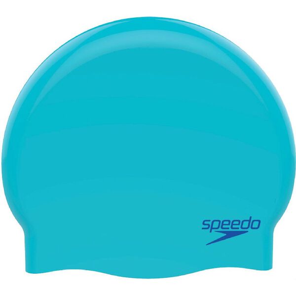 Junior Plain Moulded Silicone Cap Aqua Blue Speedo Swimming 