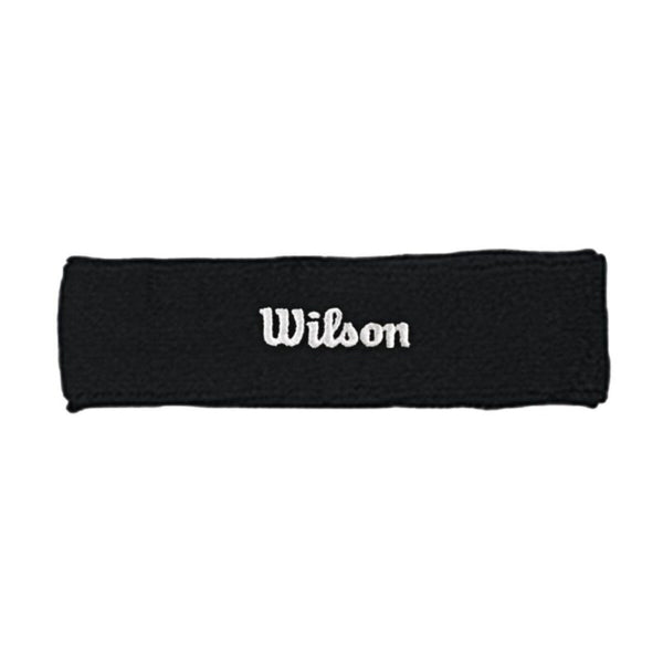 1 Wilson Headband Per Pack Highly Absorbent Composite French Terry Knit Headband Wilson Script Embroidery Absorbs Perspiration for Increase Comfort and Performance Colour: White / Red Wilson Embroidery wilsonheadband black white