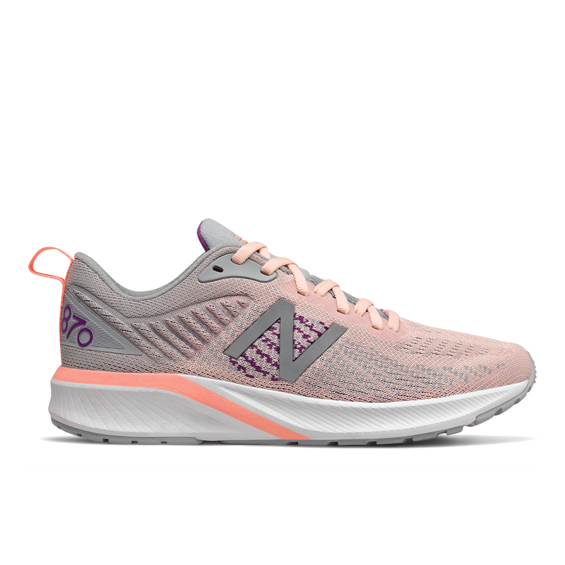 870 V5 pink new balance ladies running shoe ladies footwear pink mesh grey N logo pink laces white pink sole