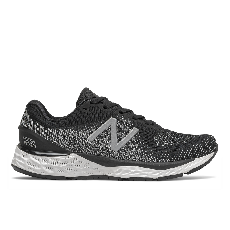 880 K10 black white new balance ladies running shoe fresh foam black white mesh grey N logo black laces