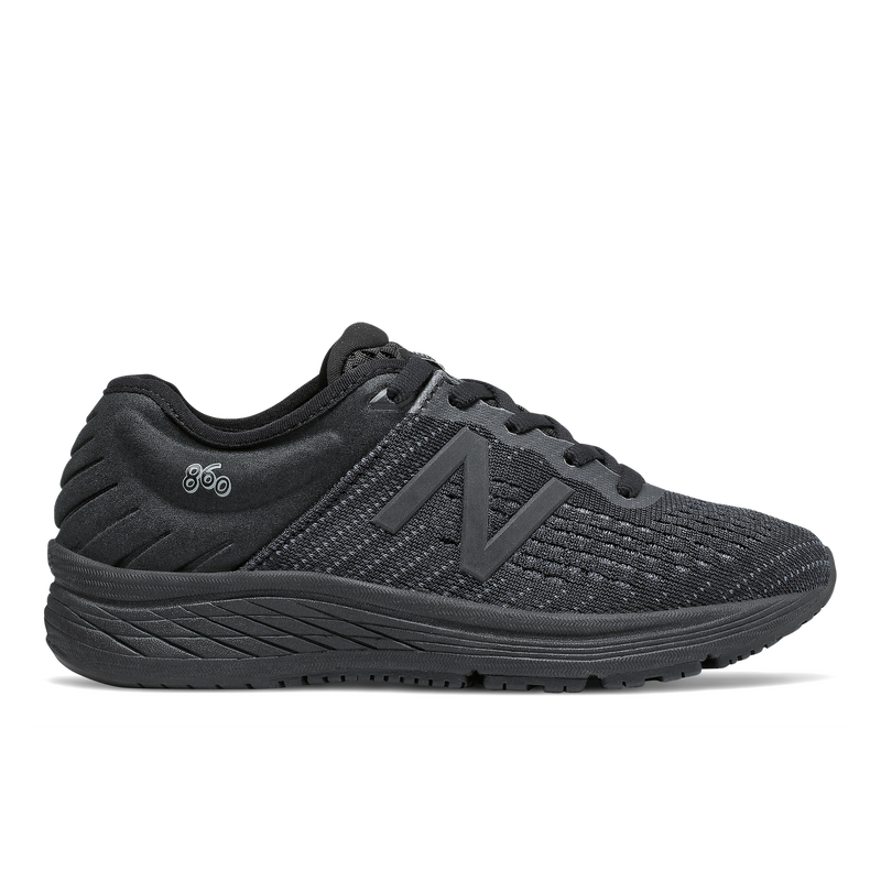 860 V10 all black new balance boys kids running shoe black sole black mesh black N logo